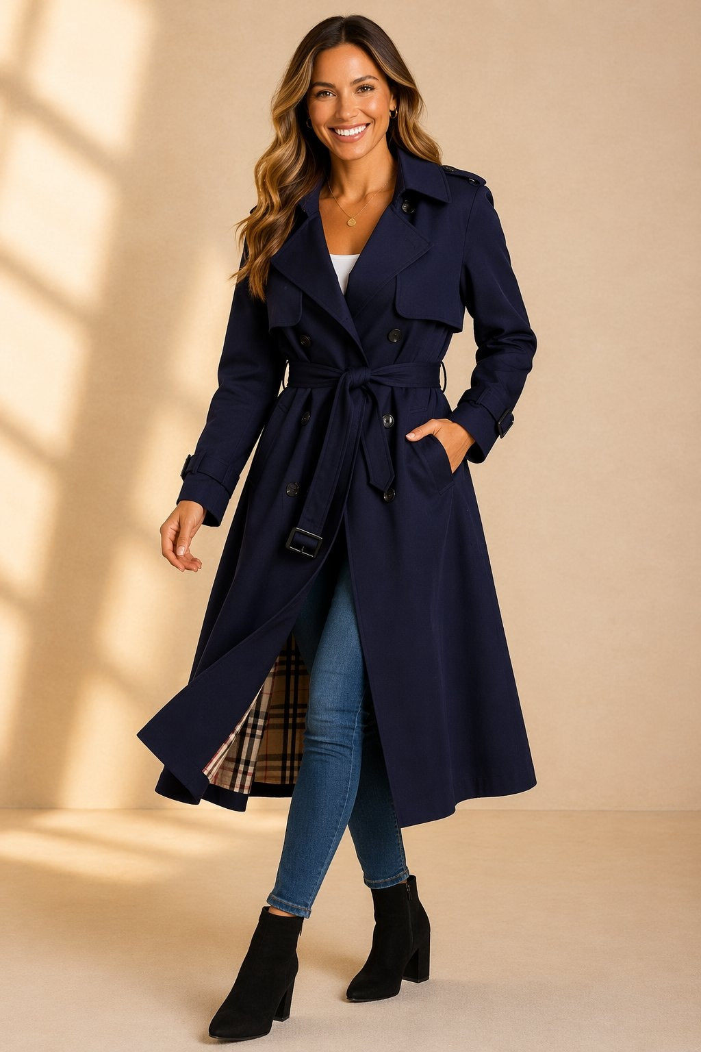 Harriet | Women's Double-Breasted Trench Jacket with Belt