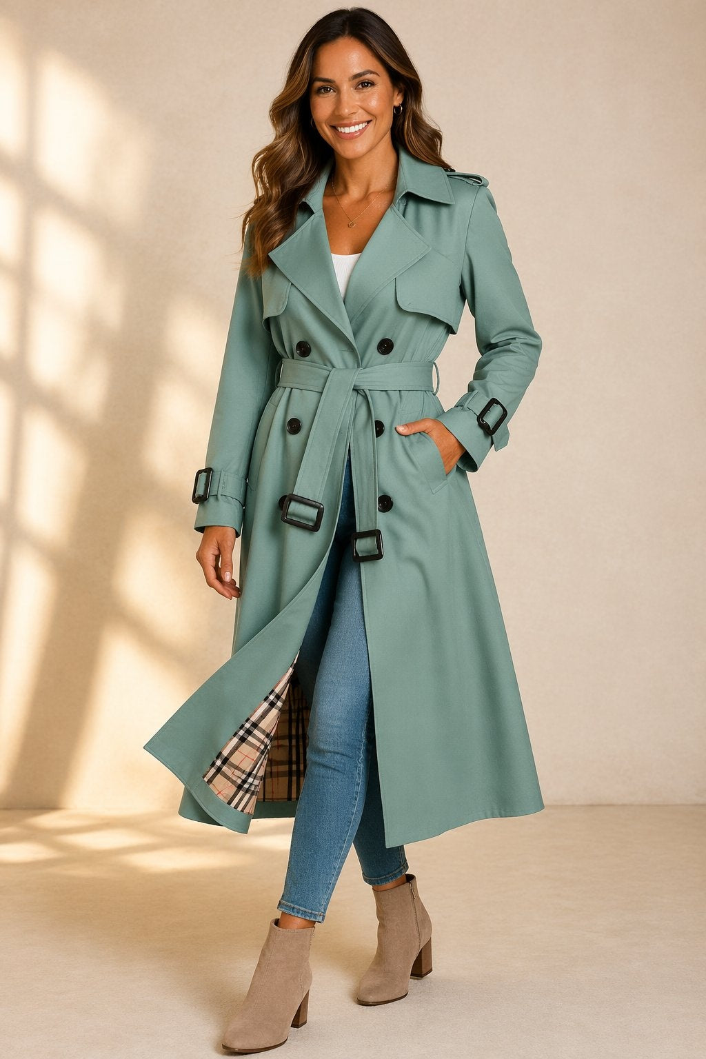 Harriet | Women's Double-Breasted Trench Jacket with Belt