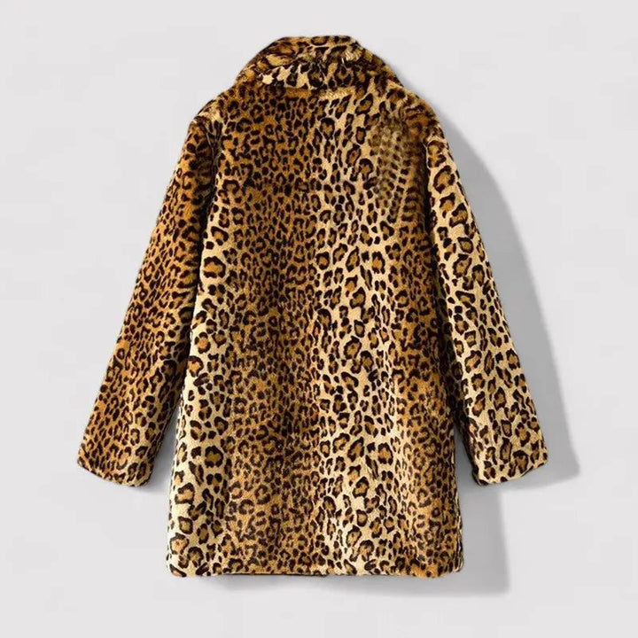 Harriet | Women's Faux Fur Winter Coat Leopard Print Notch Lapel