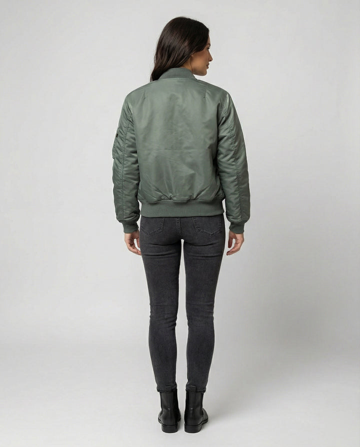 Harriet | Women's Zip Up Bomber Jacket with Sleeve Pocket
