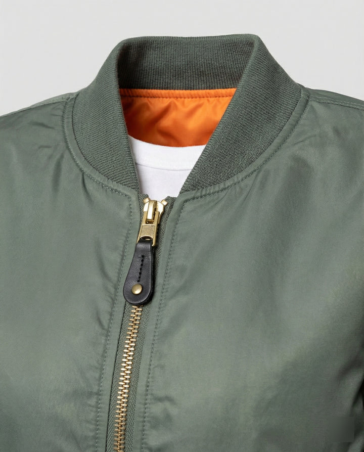 Harriet | Women's Zip Up Bomber Jacket with Sleeve Pocket