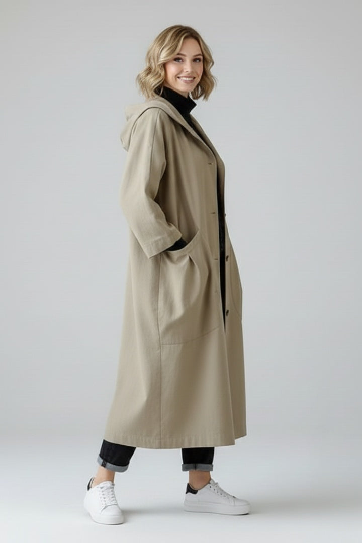 Henrietta | Women's Oversized Hooded Trench Coat with Pockets
