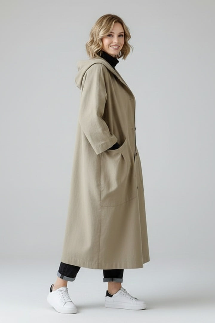 Henrietta | Women's Oversized Hooded Trench Coat with Pockets