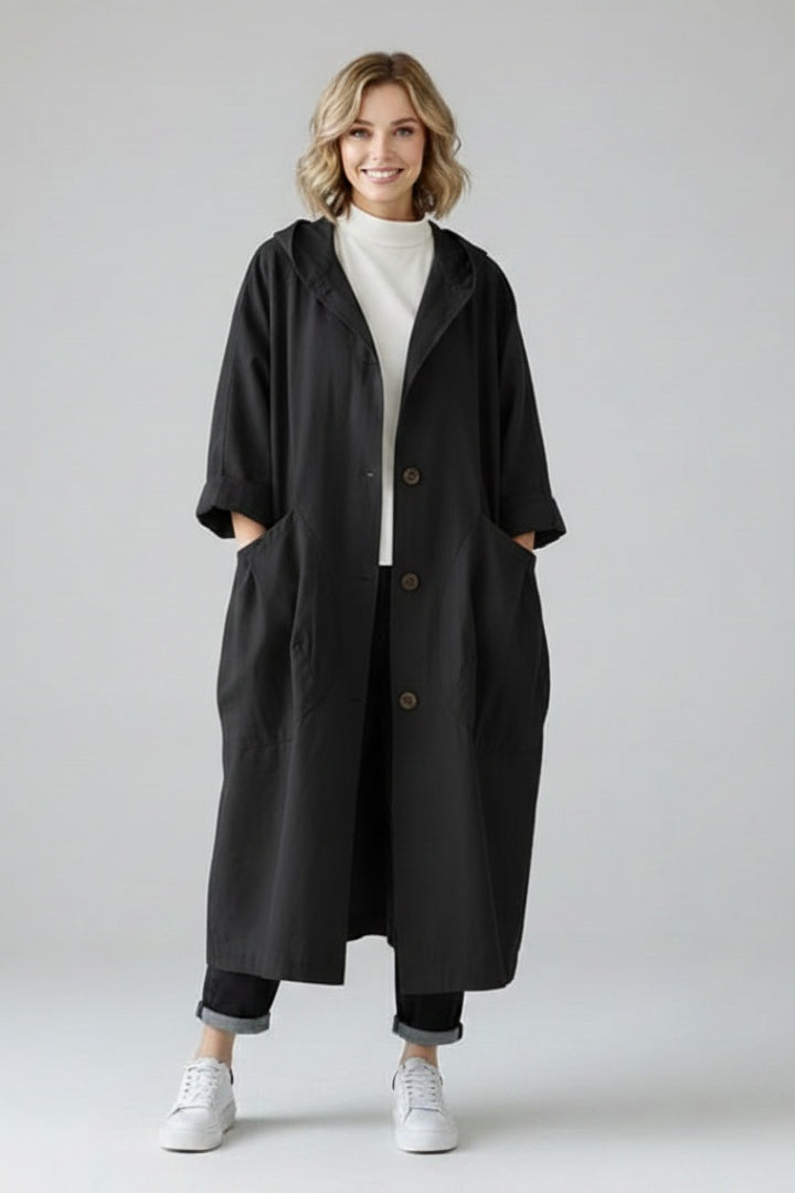 Henrietta | Women's Oversized Hooded Trench Coat with Pockets