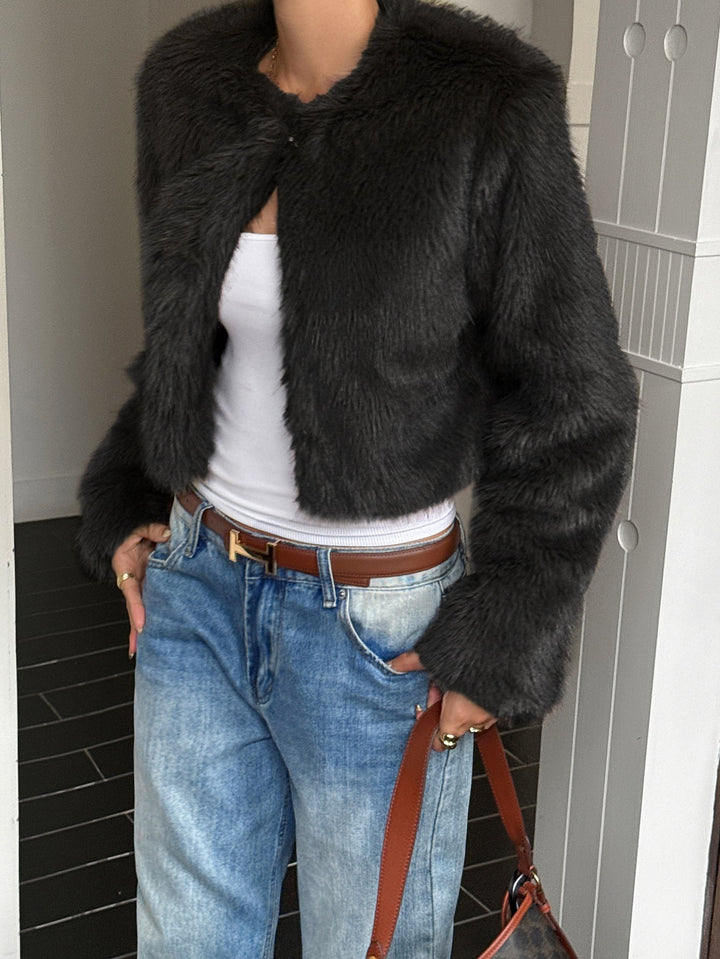 Henrietta | Women's Short Faux Fur Jacket Fluffy Open Front