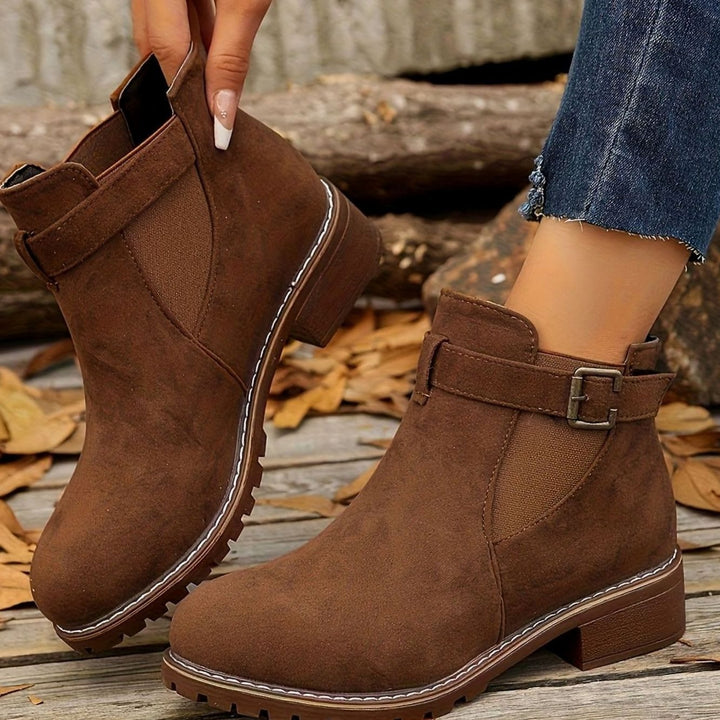Henrietta | Women's Suede-Look Chelsea Ankle Boots with Buckle Strap
