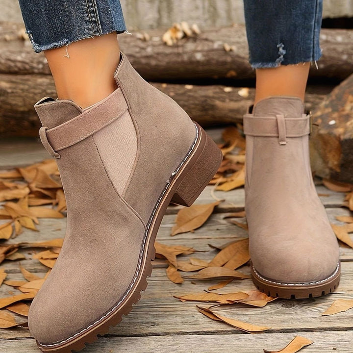 Henrietta | Women's Suede-Look Chelsea Ankle Boots with Buckle Strap