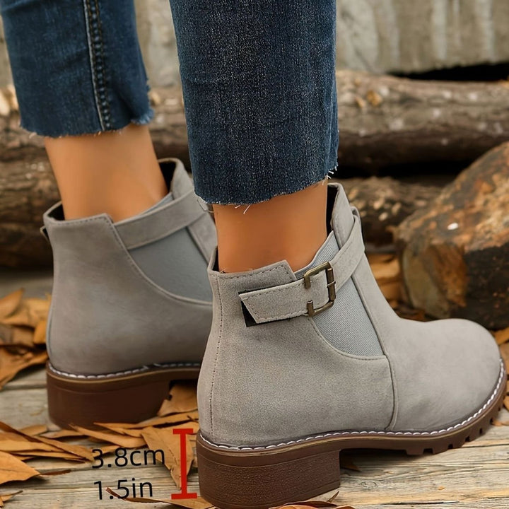 Henrietta | Women's Suede-Look Chelsea Ankle Boots with Buckle Strap
