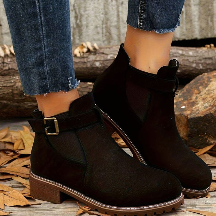 Henrietta | Women's Suede-Look Chelsea Ankle Boots with Buckle Strap