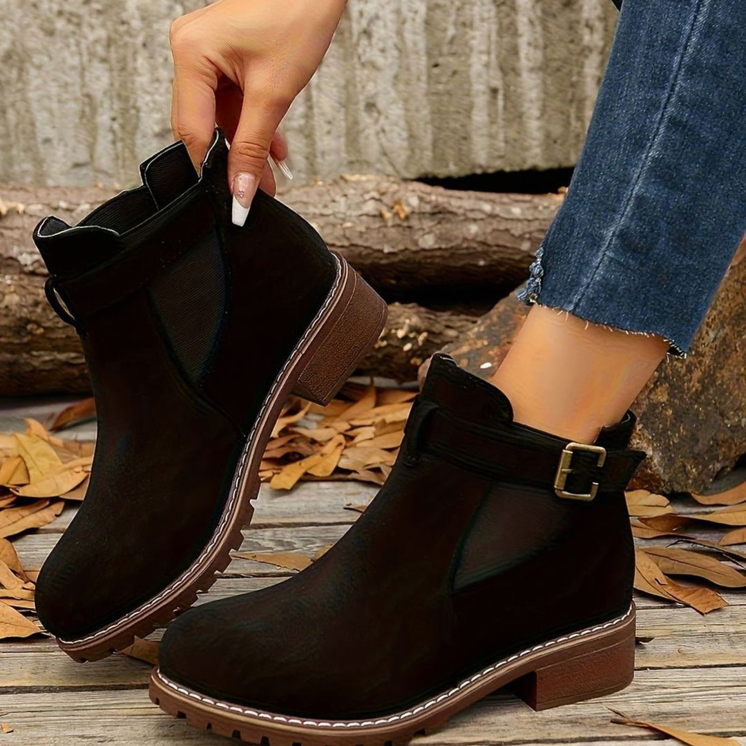 Henrietta | Women's Suede-Look Chelsea Ankle Boots with Buckle Strap