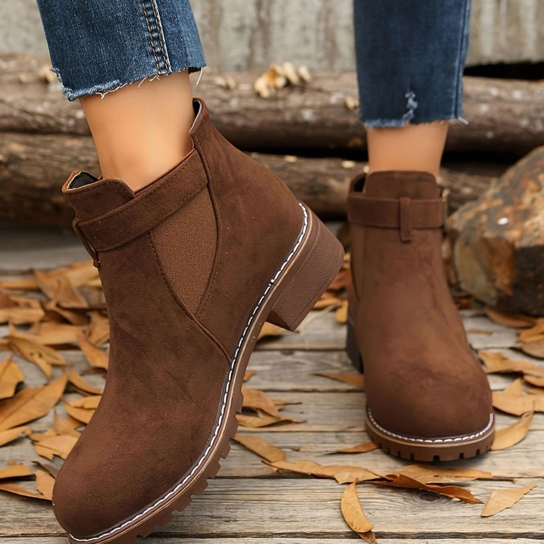 Henrietta | Women's Suede-Look Chelsea Ankle Boots with Buckle Strap