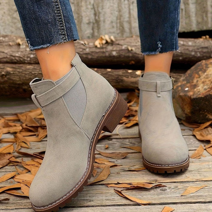 Henrietta | Women's Suede-Look Chelsea Ankle Boots with Buckle Strap