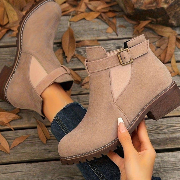 Henrietta | Women's Suede-Look Chelsea Ankle Boots with Buckle Strap