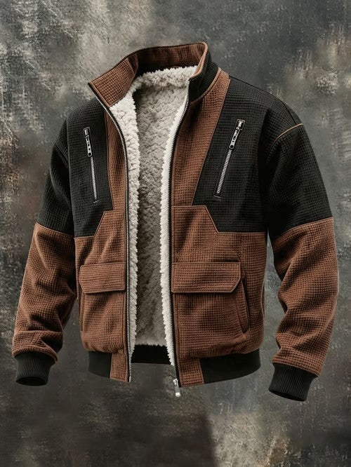 Hugo | Men's Sherpa Fleece-Lined Bomber Jacket with Stand Collar