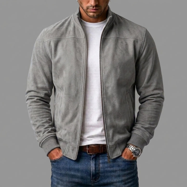 Hugo | Men's Suede Bomber Jacket with Ribbed Cuffs
