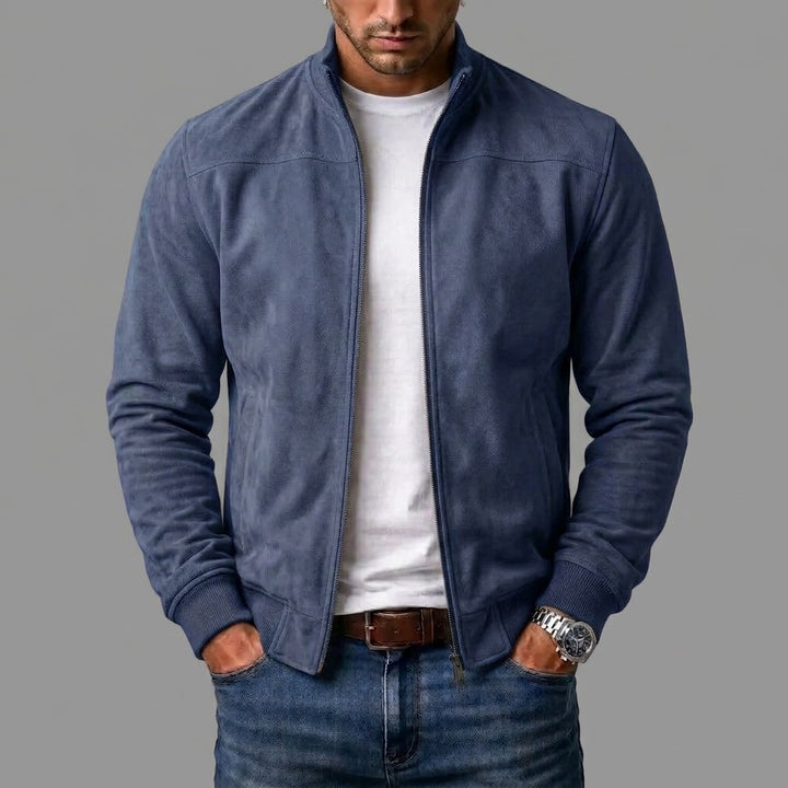 Hugo | Men's Suede Bomber Jacket with Ribbed Cuffs