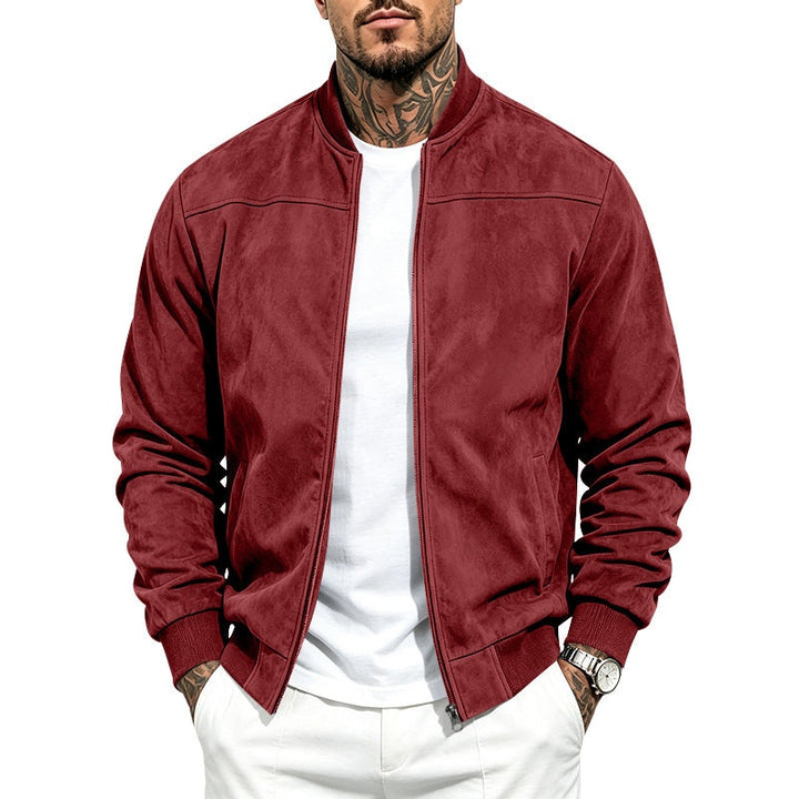 Hugo | Men's Suede Bomber Jacket with Ribbed Cuffs