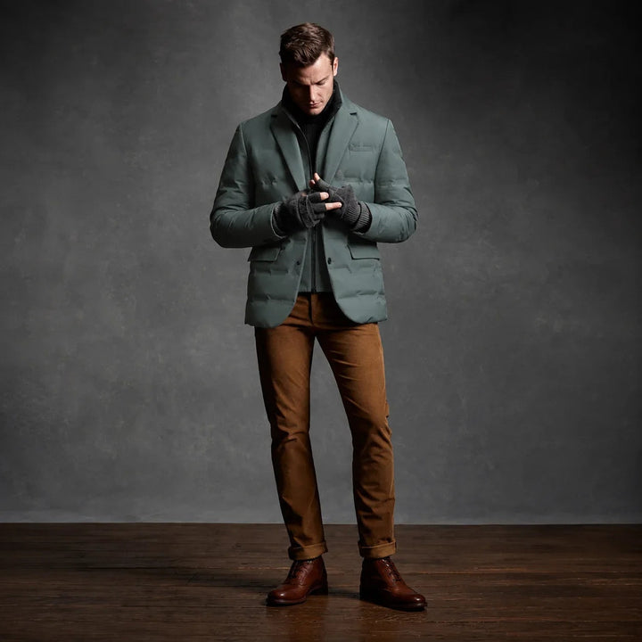 Ignatius | Men's Quilted Down Jacket Blazer Style with Flap Pockets