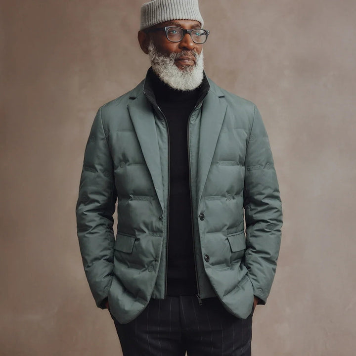 Ignatius | Men's Quilted Down Jacket Blazer Style with Flap Pockets