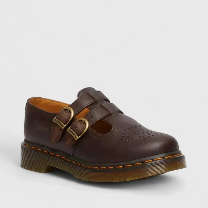 Ilse | Leren Oxford Schoenen Dames Dubbele Gesp Geperforeerd