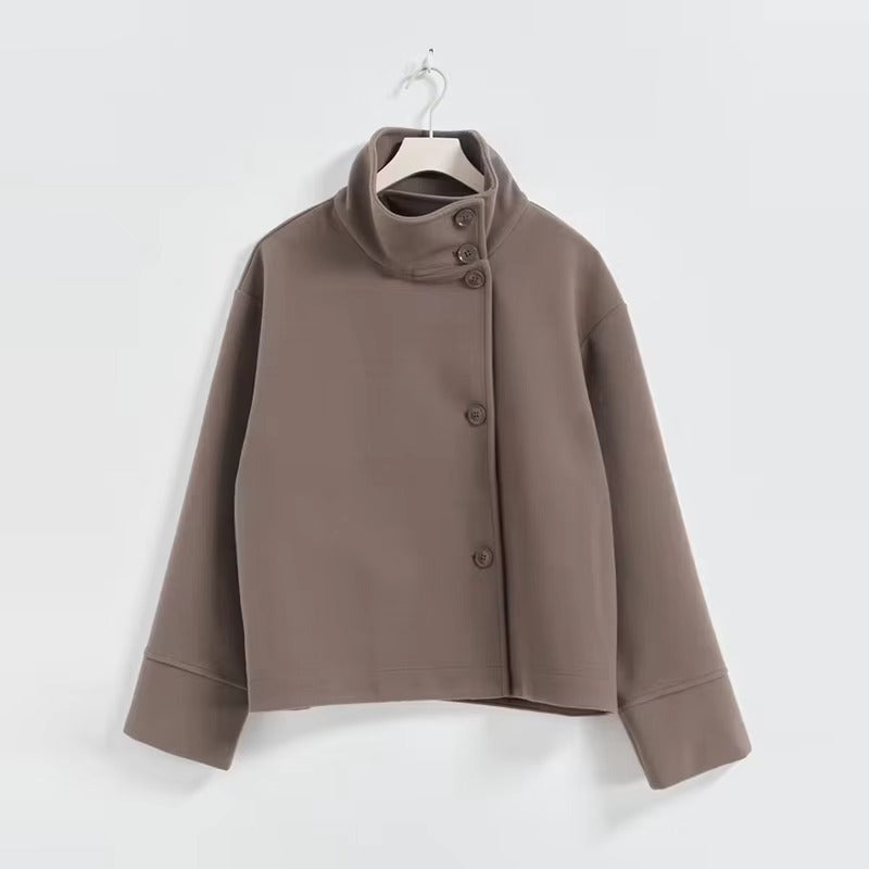 Imogen | Women's Double-Breasted Short Peacoat with High Collar
