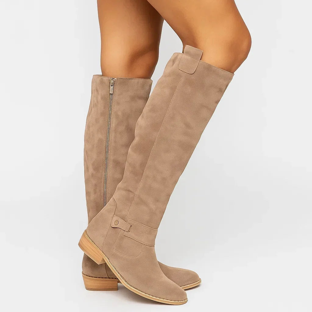 Imogen | Women's Knee High Suede Riding Boots with Block Heel