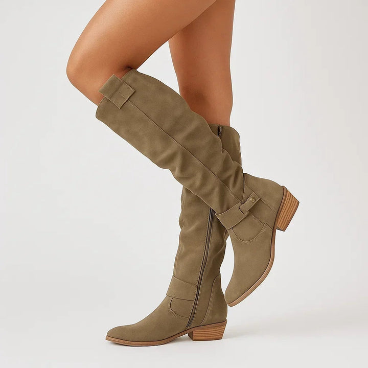 Imogen | Women's Knee High Suede Riding Boots with Block Heel