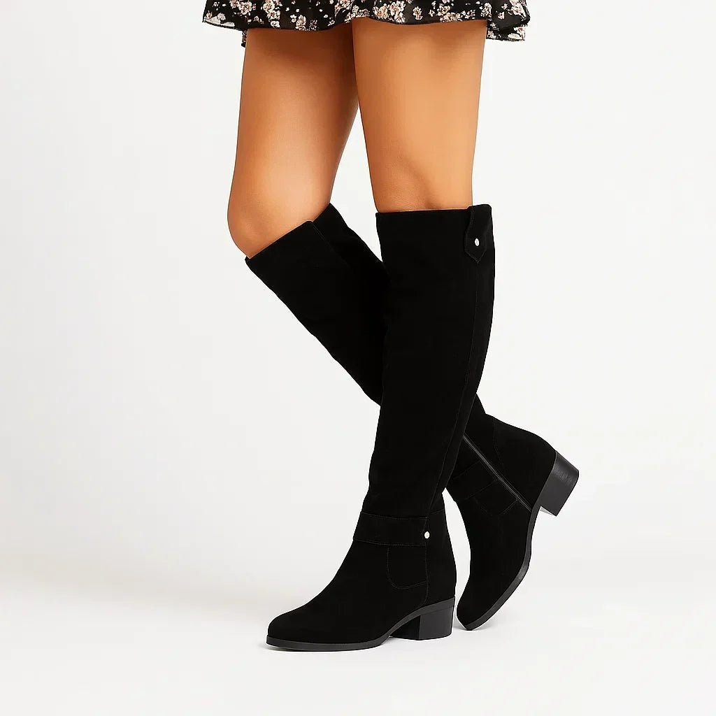 Imogen | Women's Knee High Suede Riding Boots with Block Heel