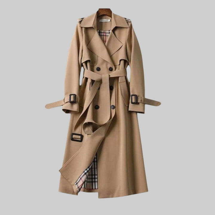 Imogen | Women's Long Double-Breasted Trench Jacket with Belt