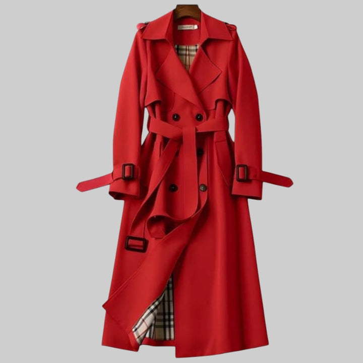 Imogen | Women's Long Double-Breasted Trench Jacket with Belt