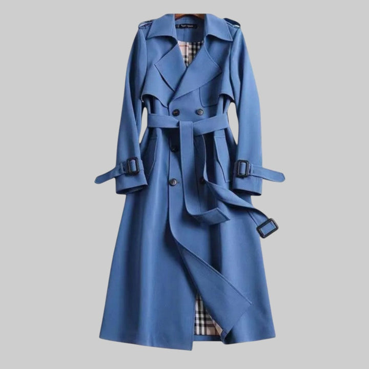 Imogen | Women's Long Double-Breasted Trench Jacket with Belt