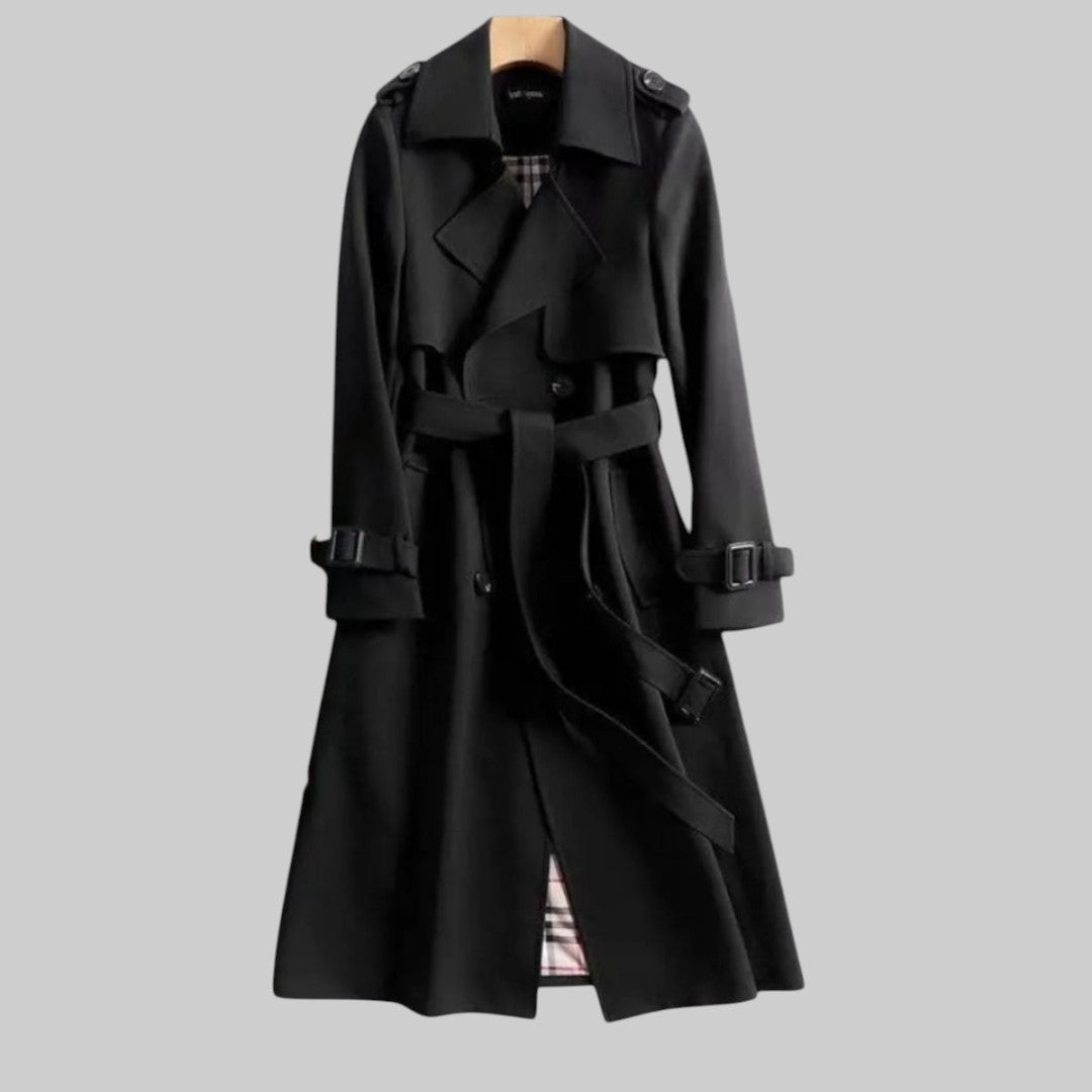 Imogen | Women's Long Double-Breasted Trench Jacket with Belt
