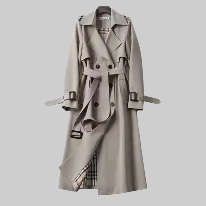 Imogen | Women's Long Double-Breasted Trench Jacket with Belt