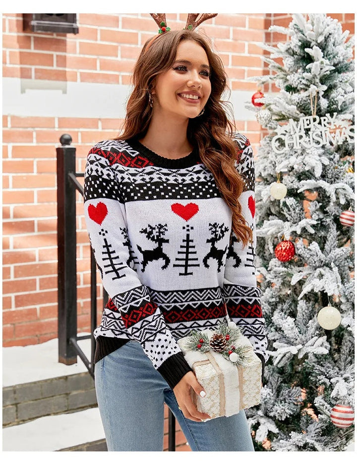 Ines | Women's Fair Isle Christmas Sweater with Reindeer