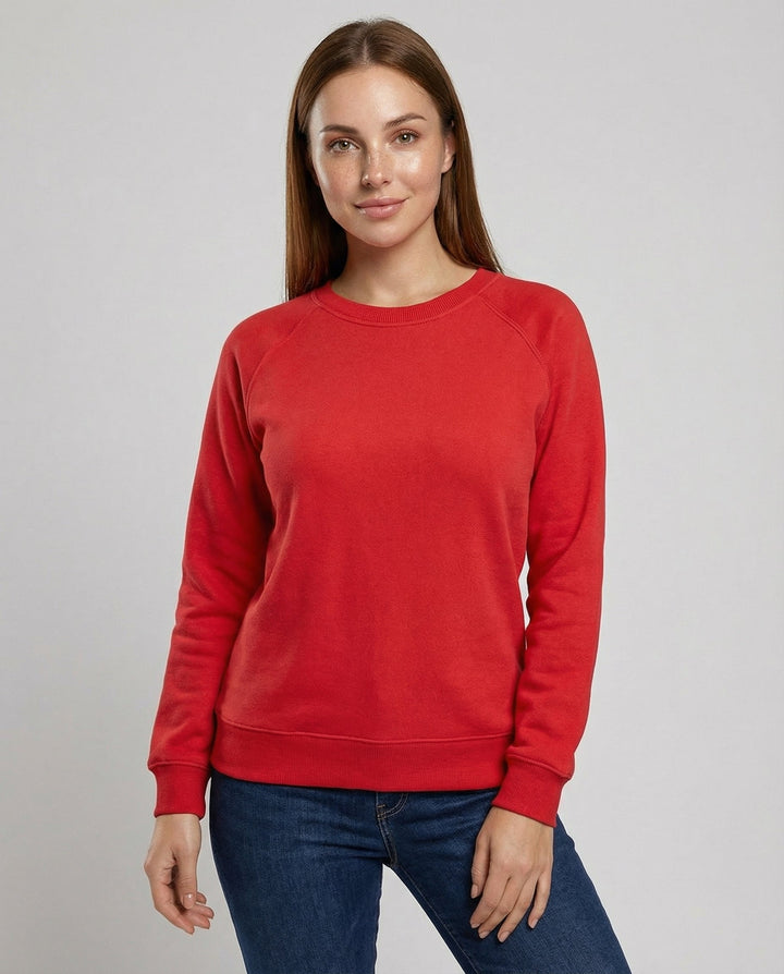 Ines | Women's Plain Crewneck Sweatshirt with Raglan Sleeves