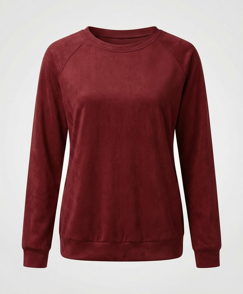 Ines | Women's Plain Crewneck Sweatshirt with Raglan Sleeves