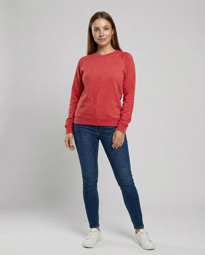 Ines | Women's Plain Crewneck Sweatshirt with Raglan Sleeves