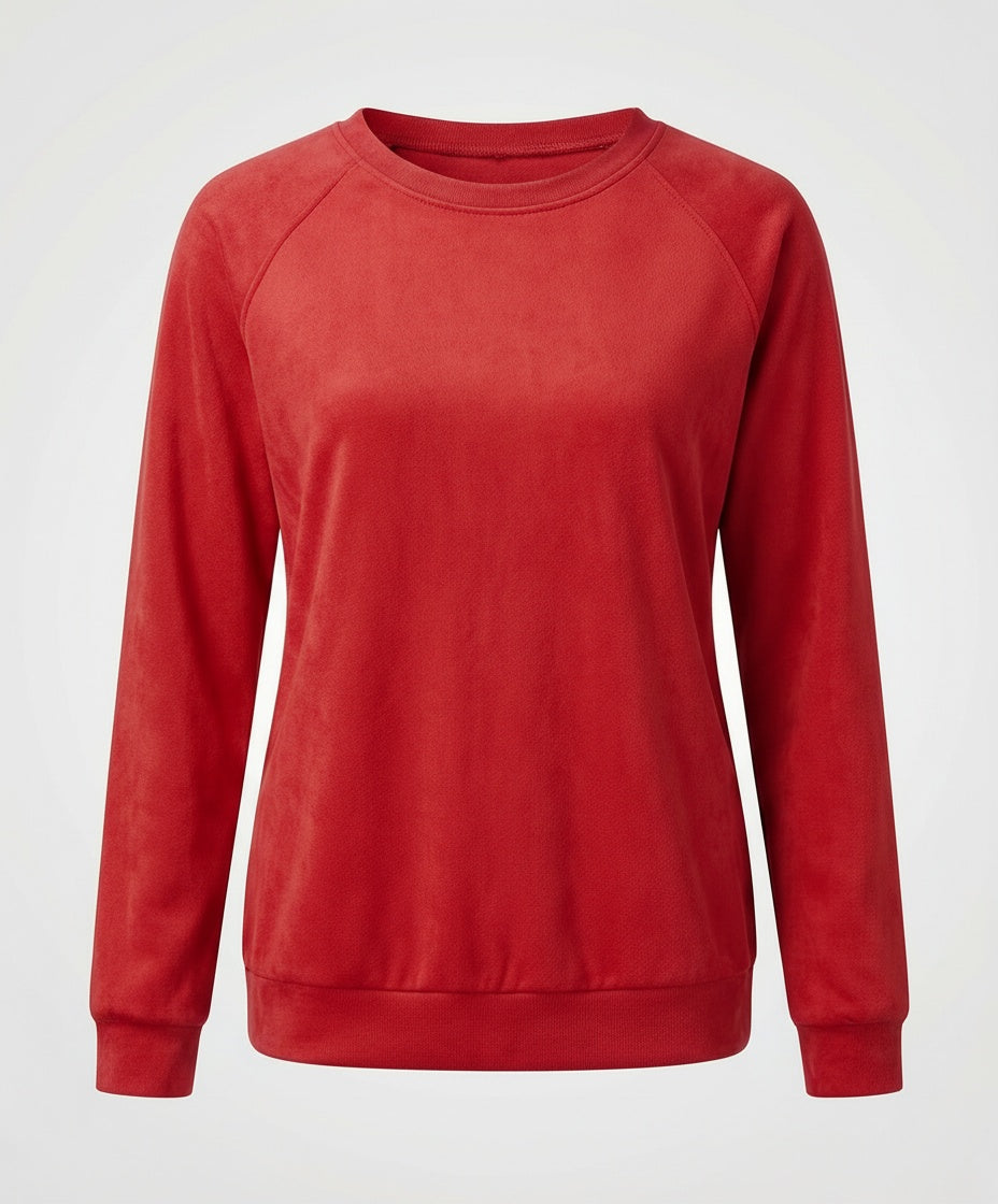 Ines | Women's Plain Crewneck Sweatshirt with Raglan Sleeves