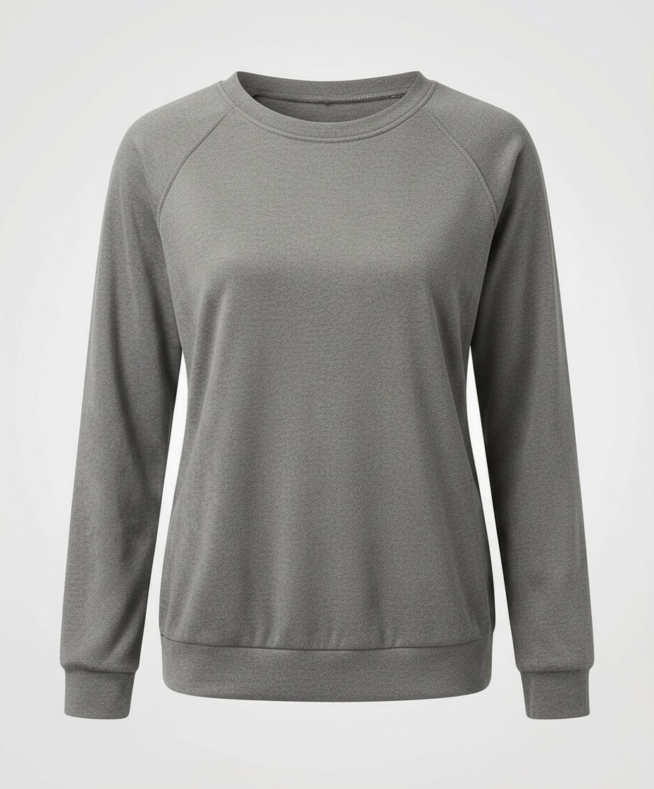 Ines | Women's Plain Crewneck Sweatshirt with Raglan Sleeves