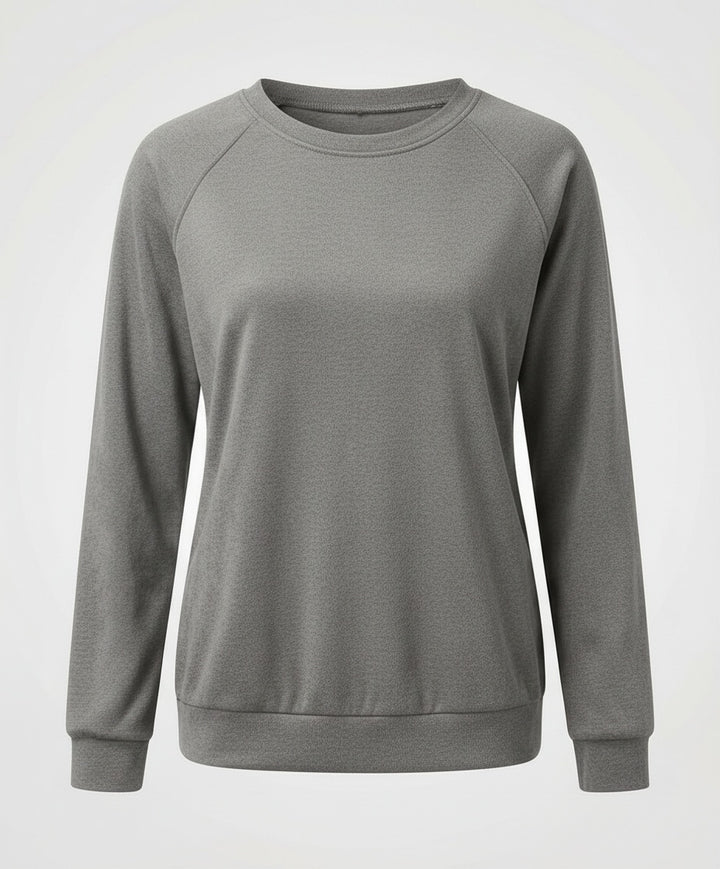 Ines | Women's Plain Crewneck Sweatshirt with Raglan Sleeves