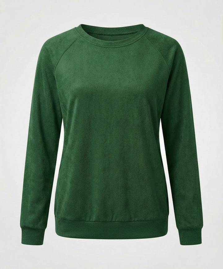 Ines | Women's Plain Crewneck Sweatshirt with Raglan Sleeves