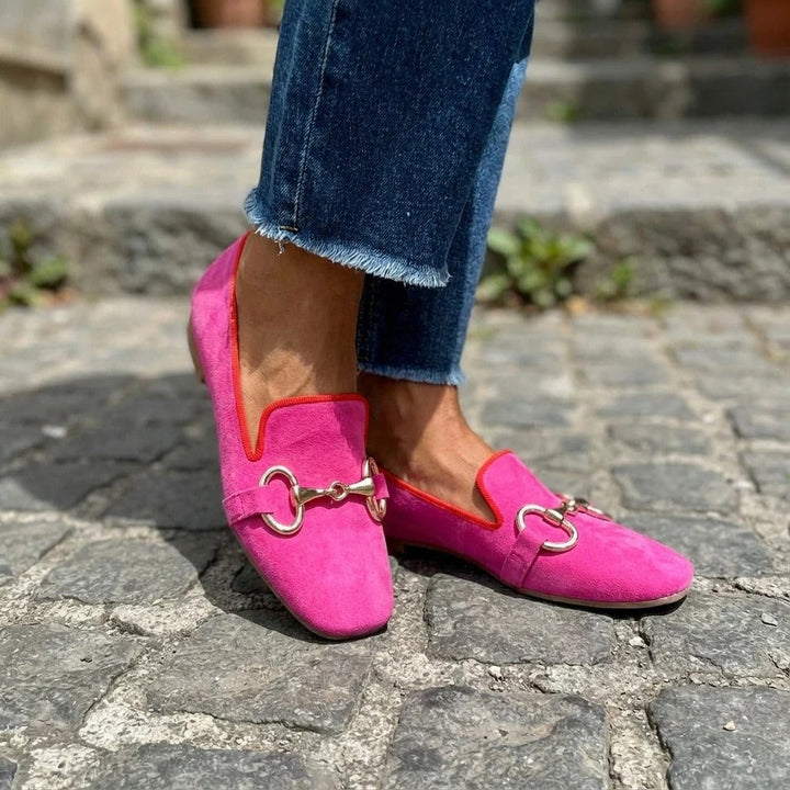 Ines | Women's Suede Moccasin Loafers Flats with Horsebit