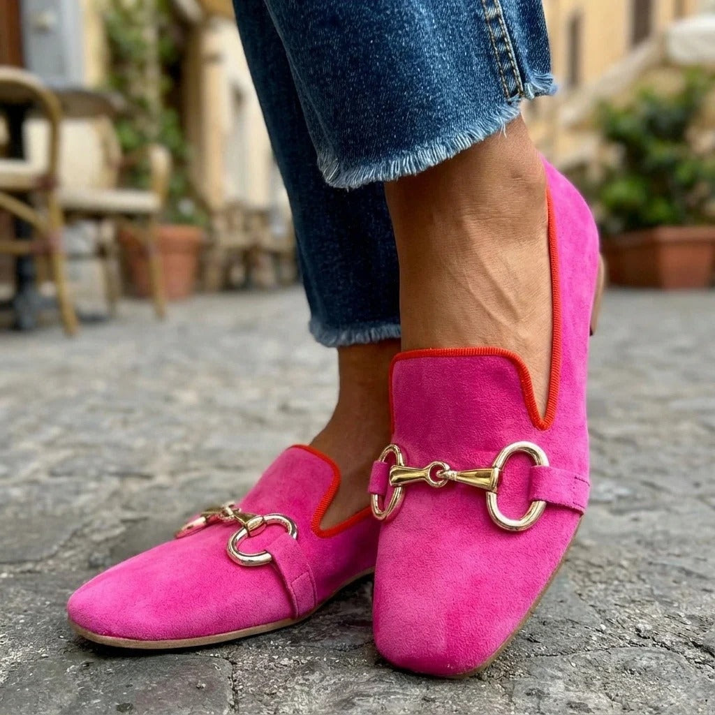 Ines | Women's Suede Moccasin Loafers Flats with Horsebit