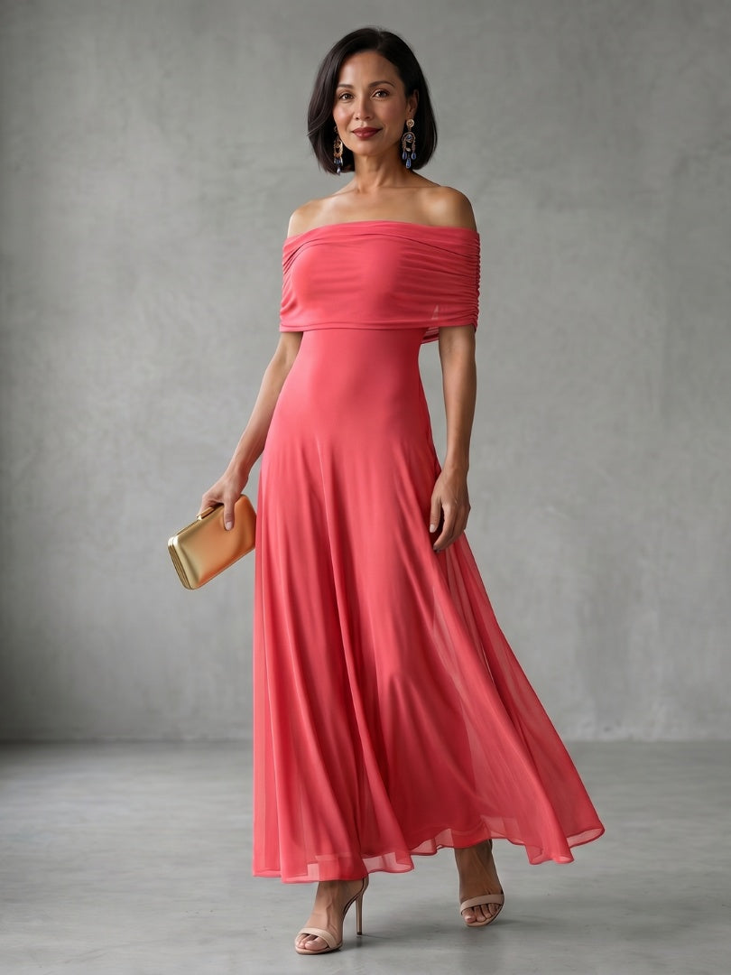 Iris | Avondjurken Feestjurken Dames Off Shoulder Maxi