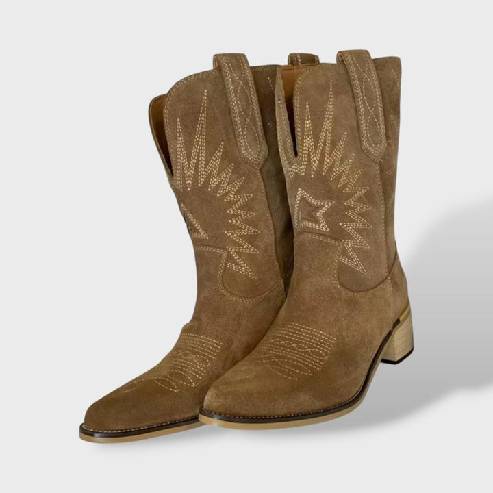Iris | Enkellaarsjes Dames Leren Cowboylaarzen Borduurwerk