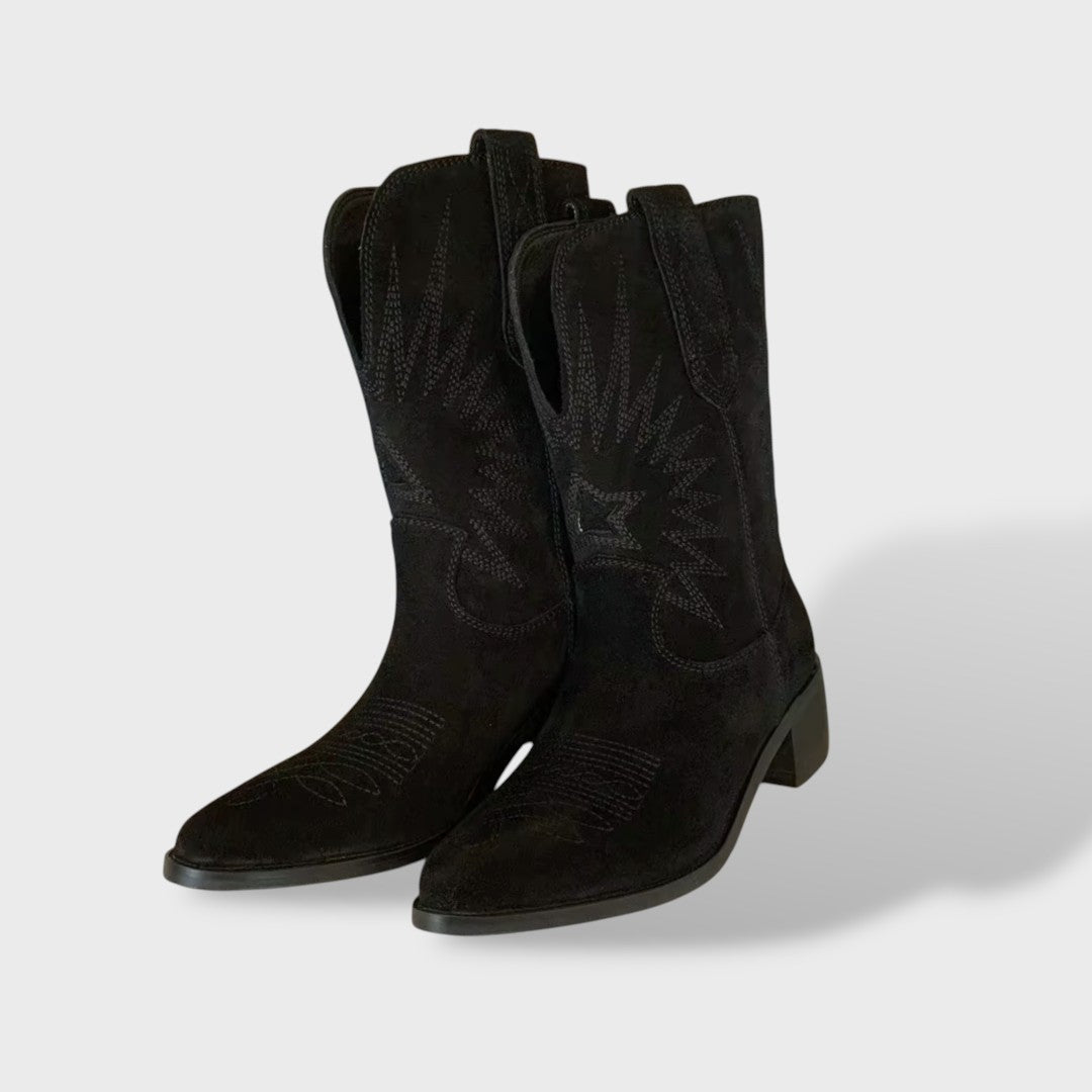 Iris | Enkellaarsjes Dames Leren Cowboylaarzen Borduurwerk