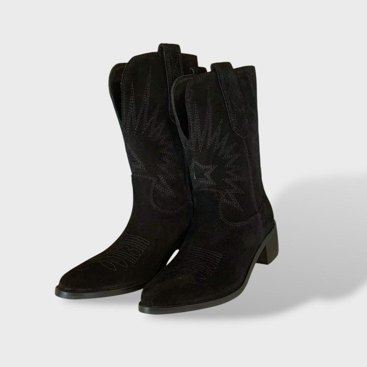 Iris | Enkellaarsjes Dames Leren Cowboylaarzen Borduurwerk