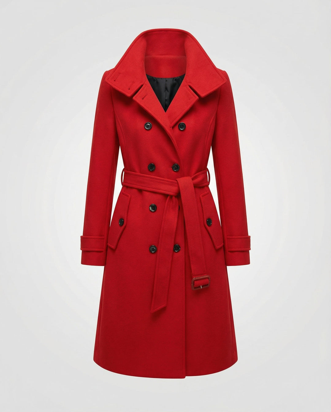 Isadora | Women's Belted Double-Breasted Trench Coat with Stand Collar