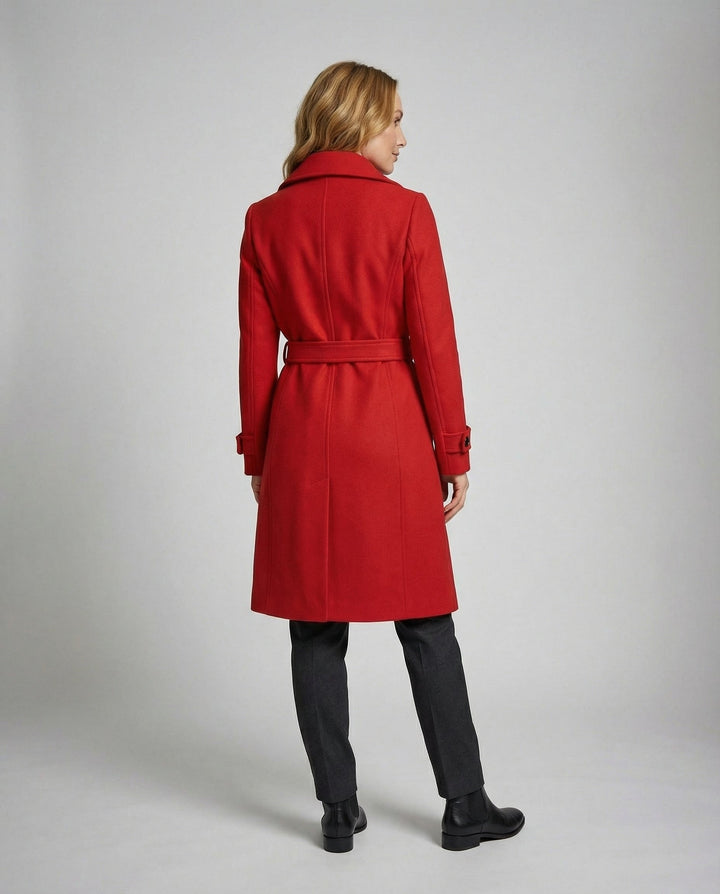 Isadora | Women's Belted Double-Breasted Trench Coat with Stand Collar