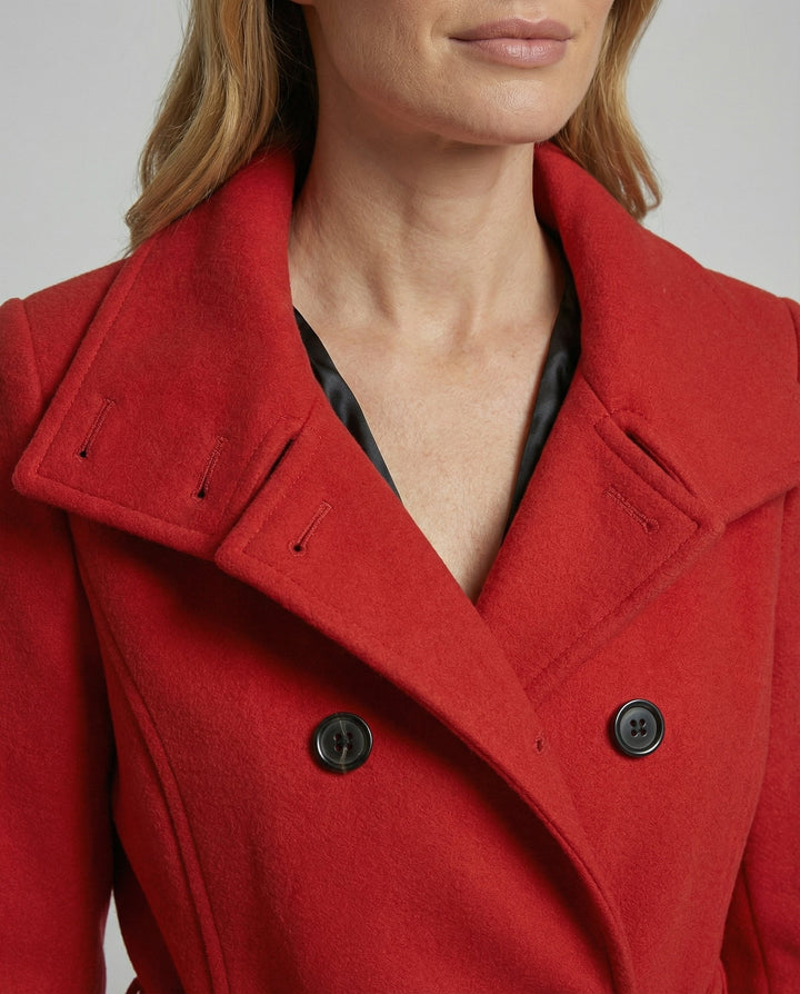 Isadora | Women's Belted Double-Breasted Trench Coat with Stand Collar